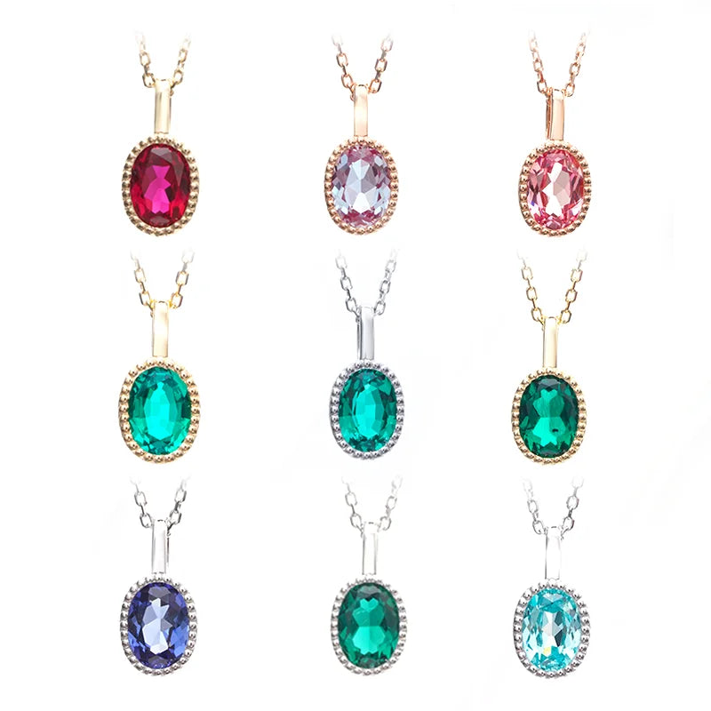Wholesale Price Starsgem DEF Oval Shape Lab Color Gemstones 10k 14k 18k Gold Emerald Sapphire Ruby Paraiba Necklace