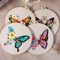 Beginner Cross Stitch Embroidery Kit Adults-Cotton Handmade Folk Art Starter Kit Butterfly Pattern Embroidery Floss Meian Brand