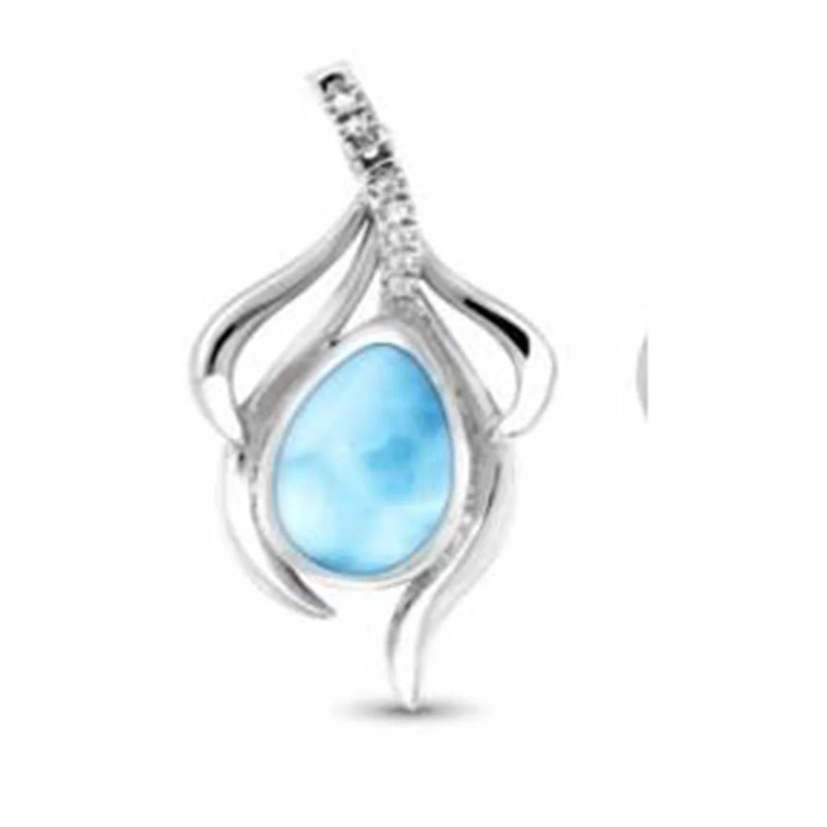 Hawaiian Sealife Jewelry Sterling Silver Larimar Turtle Pendant With Cubic Zirconia Island Jewelry