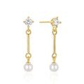 SP Elegant Pearl Long Dangle Jeweley S925 Sterling Silver Zircon Stud High Quality Pearl Earrings
