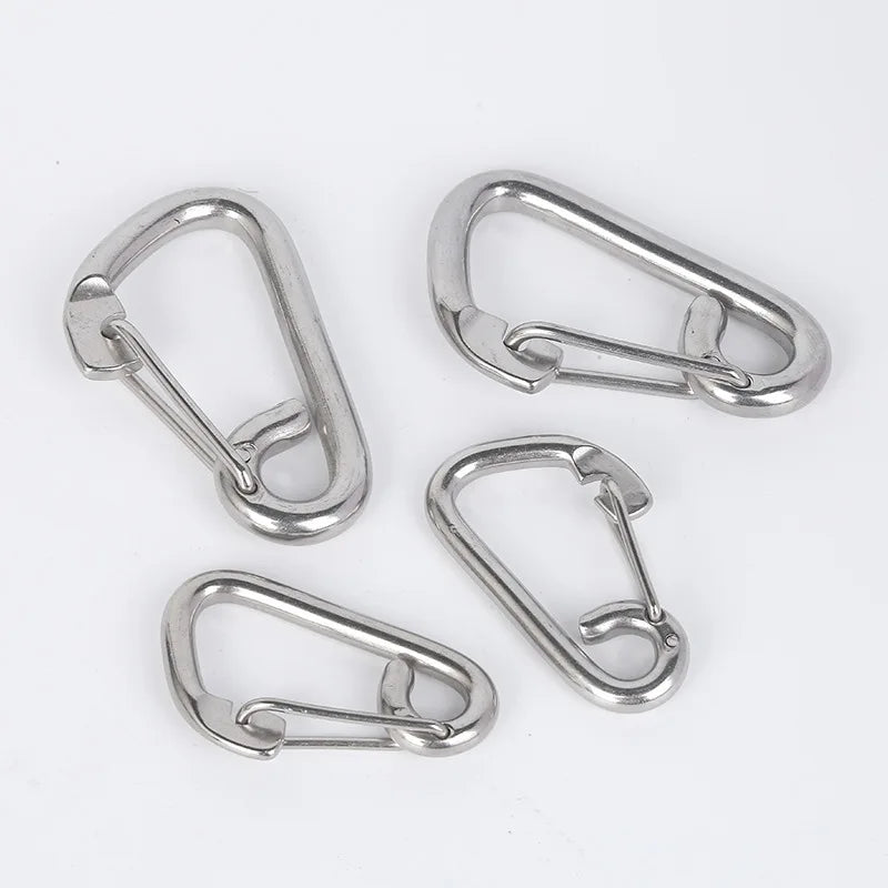 304 Stainless Steel Carabiner Hook Quick Connect Ring Spring Buckle Heavy Industry Safety Belt Lock with Plain Design