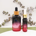 30ml Black Red Gradient Oblate 100ml Glass Cosmetic Dropper Bottle with Bamboo Dropper Top