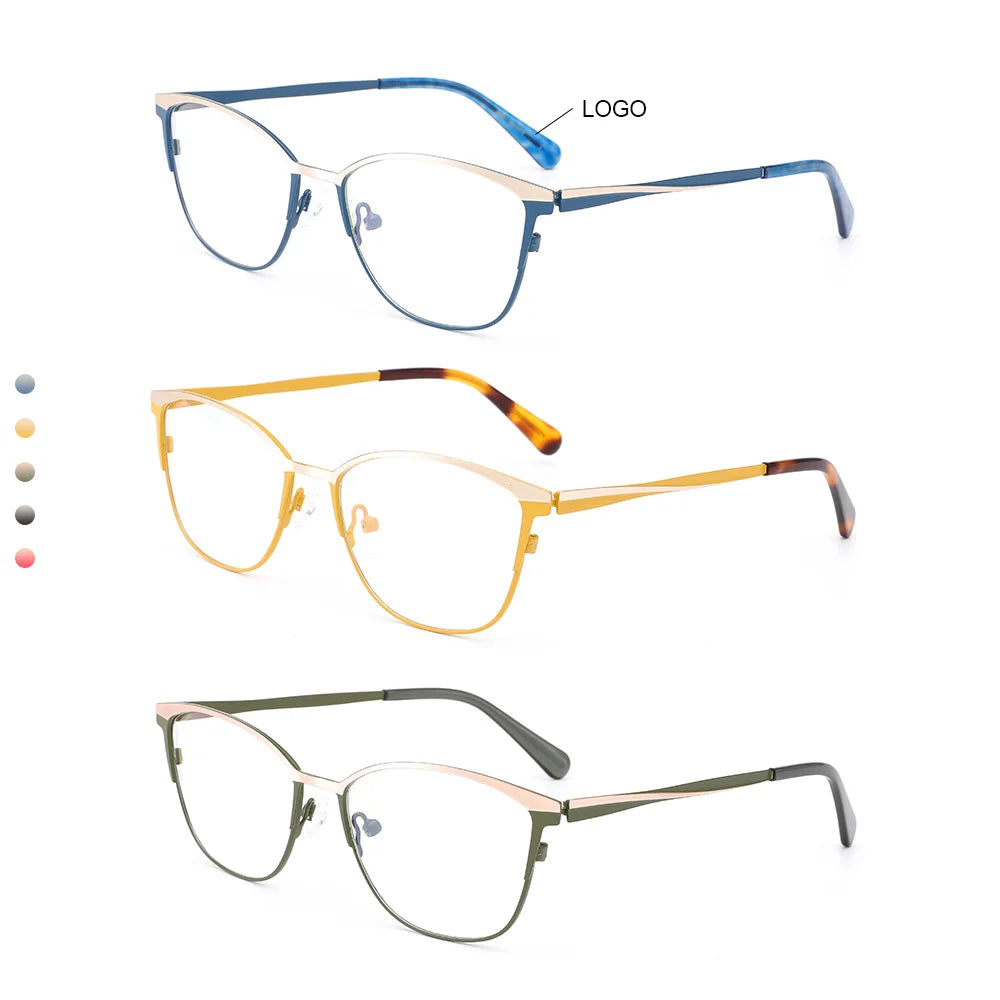 Women's Customizable Prescription Glasses Vintage Metal Optical Frame Classic Design Colorful Vision Care Eyewear for Reading
