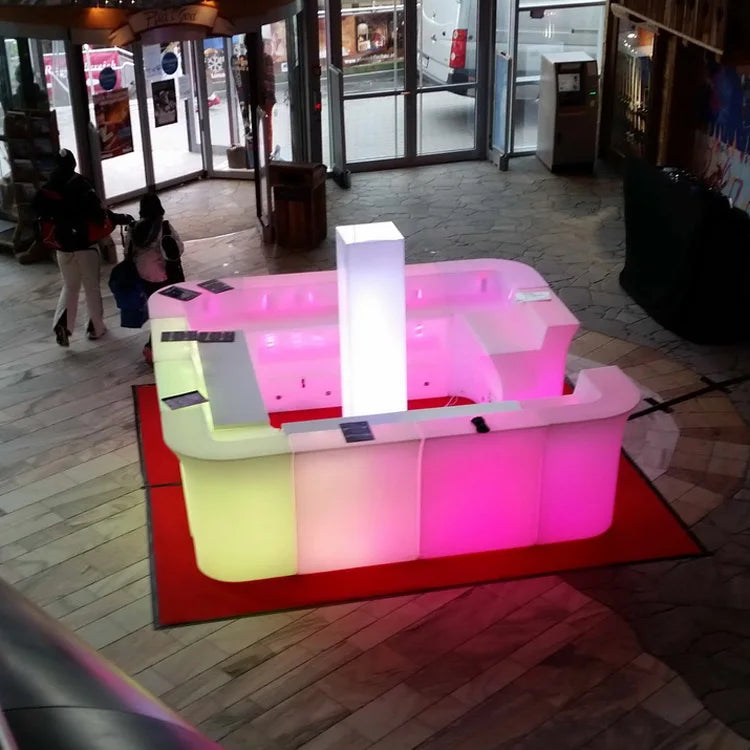 Led Mobile bar Furniture / Glowing Counter Table With bar Chair Stool