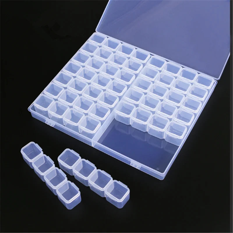 56 Grid Square Plastic Nail Tools Box Cartoon Storage for Nude Small Square Boxes for Diamond Painting Tools Jewelry Storage