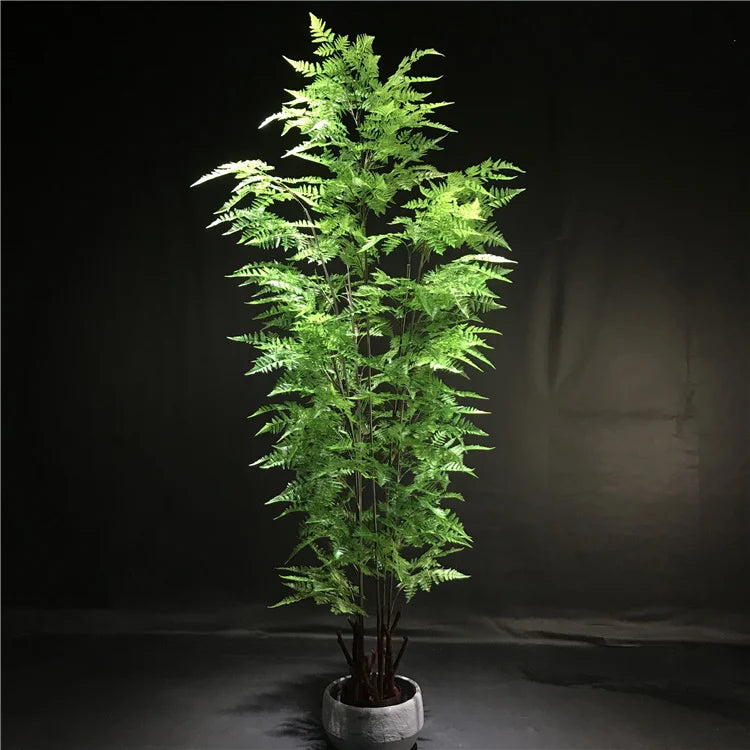 Factory Direct Sales Cheap Large Green Potted Plant Plastic Bonsai Tree High Simulation Artificial Fern Leaves Tree for House