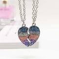 2Pcs/Set Heart-shaped Magnetic Best Friends Pendant Necklace Chain Exquisite BFF Friendship Jewelry Charm Gifts for Girl Women