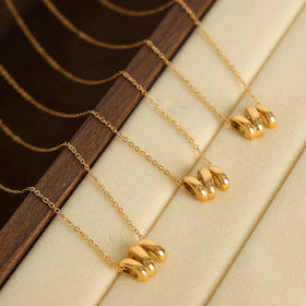 Beimai OEM Necklace Titanium Steel Plated 18k Gold Cylinder Design Pendant Necklace