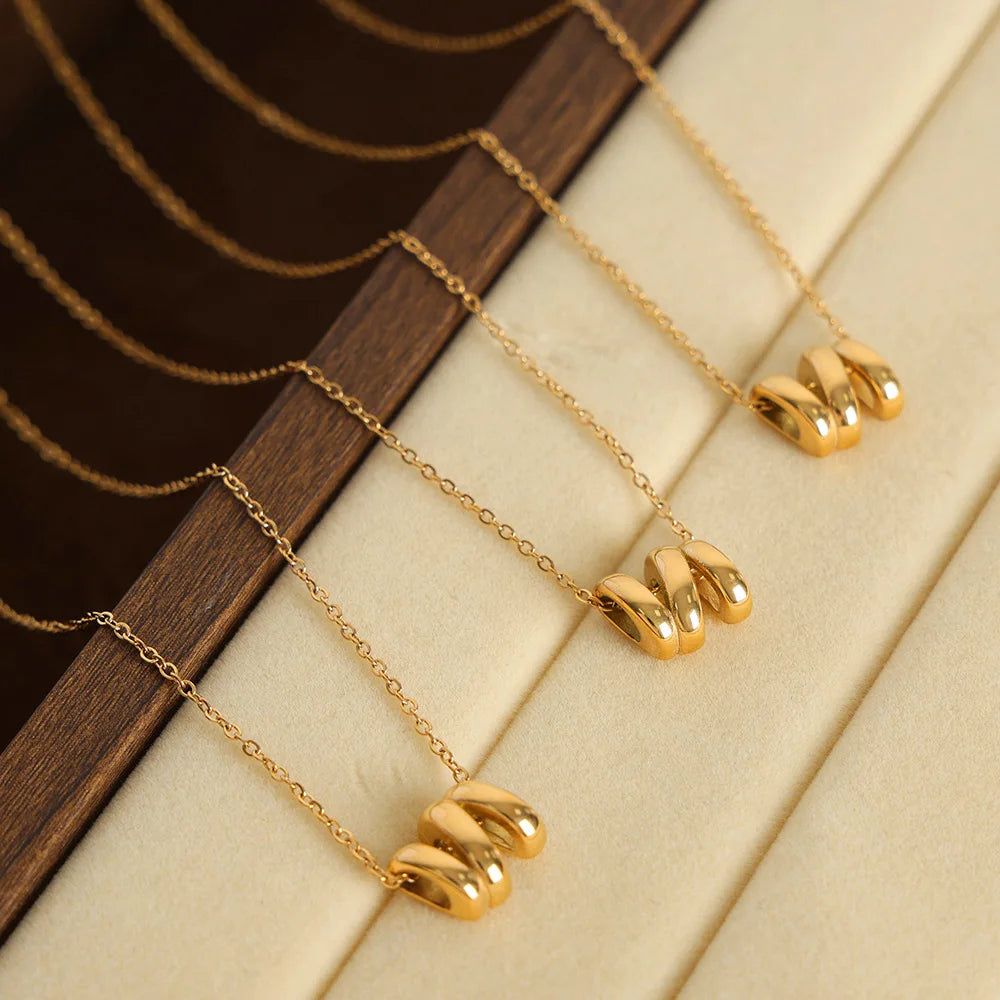 Beimai OEM Necklace Titanium Steel Plated 18k Gold Cylinder Design Pendant Necklace