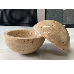 Customized Sizes Holder Travertine Incense Ball Crafts Modern Stone Tray for Interior Decoration Polished Natural Stone Tray