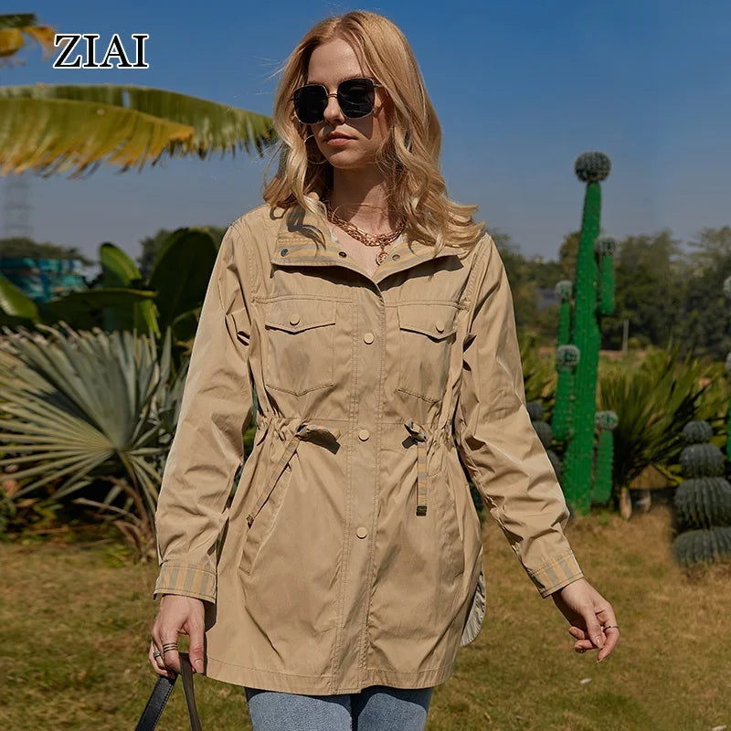 Wholesale Trench Coat Women Fashion Plus Size Style for Women Spring-autumn Light-colored Wind