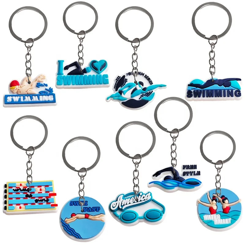 Custom Children's Rubber and PVC Keychains with Swimming Water Ballet Design for Promotional Gifts