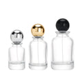BYPE Luxury Glass Perfume Bottle 30ml 50ml 100ml Empty Cylinder with Crimp Pump Sprayer and Ball Shape Lids Ready Stock