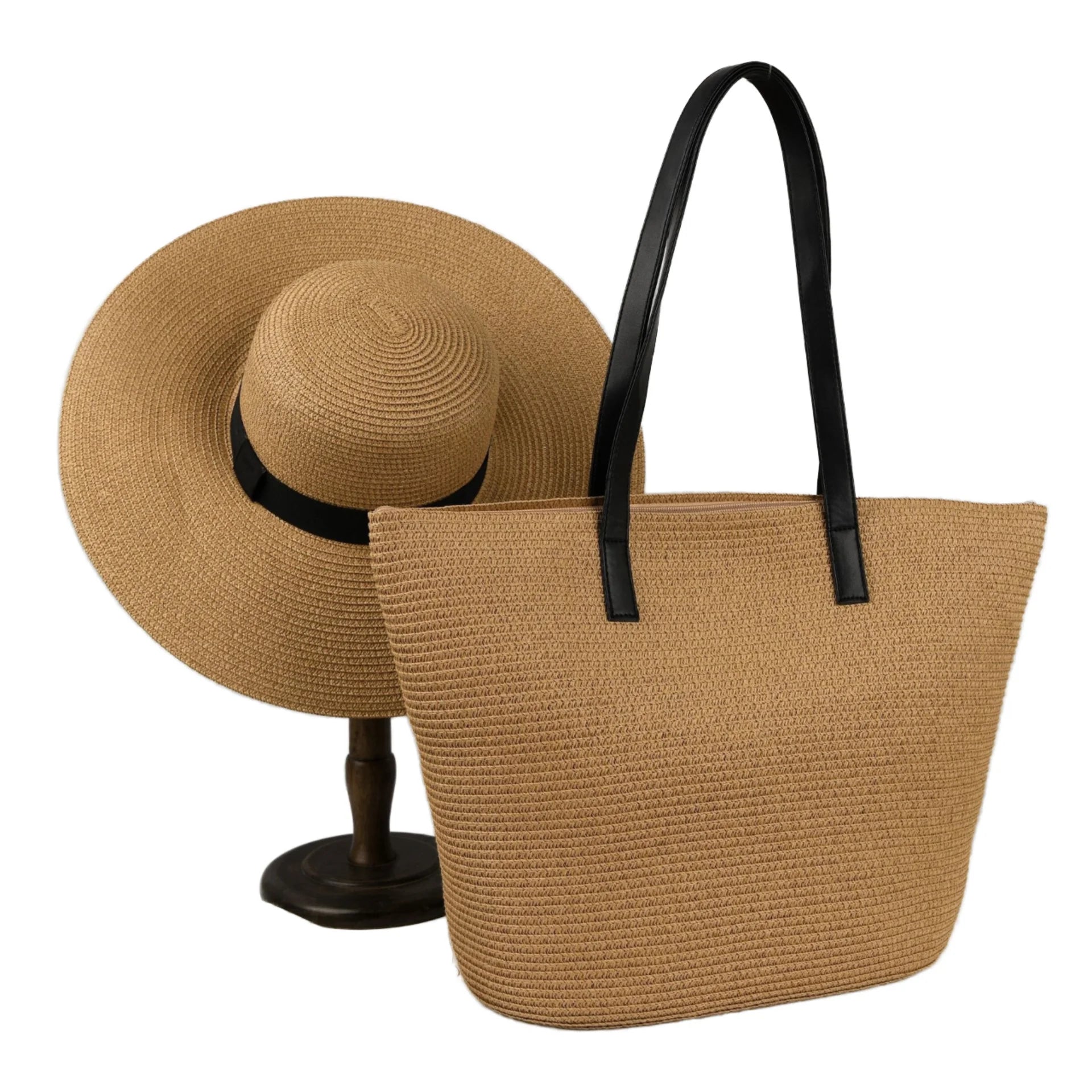 2025 New Fashion Summer Beach Bag Zipper Closure Ample Interior Space Paper Material Checked Style Hand Drawn Adults Kids