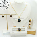 Custom Earring Manufacturing Italian Big Black Stone Gold Plated Women Jewelry Stainless Steel Eyes Girl Gift Sets