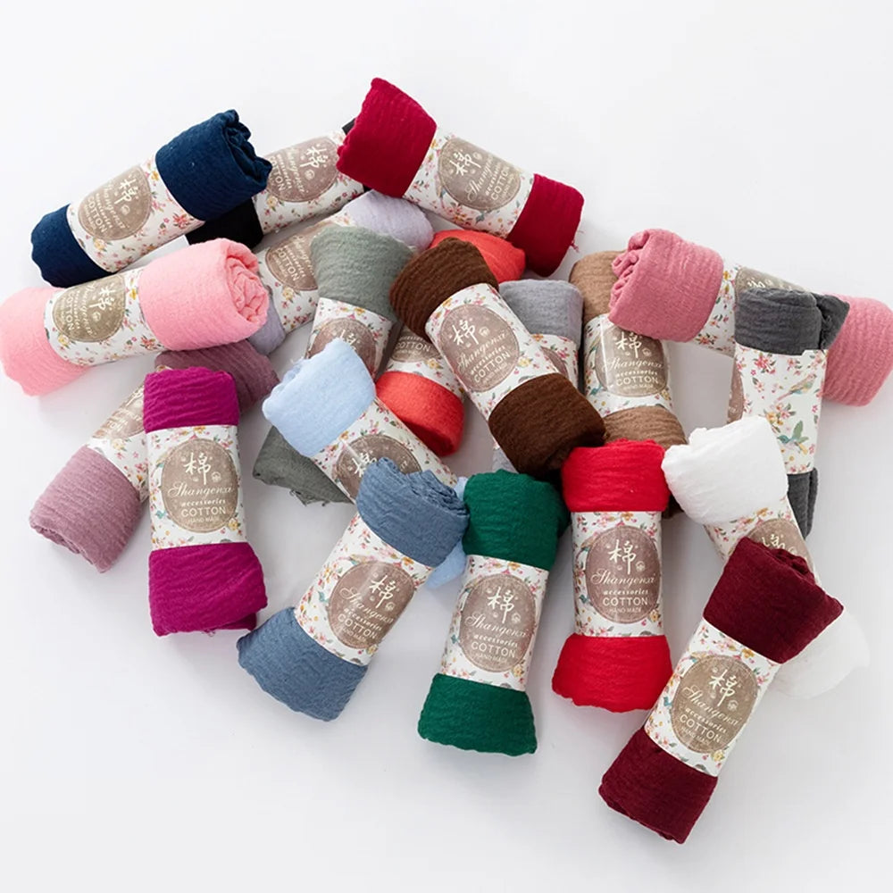 Hot Selling Cotton Crinkle Hijabs Premium Lightweight Softest Cotton Fabric Hijab Scarf