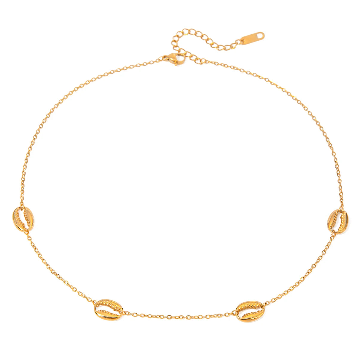 J&D 18K Gold Plated Stainless Steel Four Shell Accessories Necklace 38+5cm
