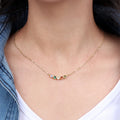 Multicolor Round CZ Choker Necklace Rainbow Zircon Statement Necklace Thin Gold Chain Necklace