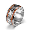 Trendy 2023 10MM Three-wire Wood Grain Gear Ring Stainless Steel Rings