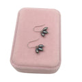Real Freshwater Pearl Earringfashion Design 925 Sterling Silver Drop Earrings 3-4 mm AA Black Rice Pearl