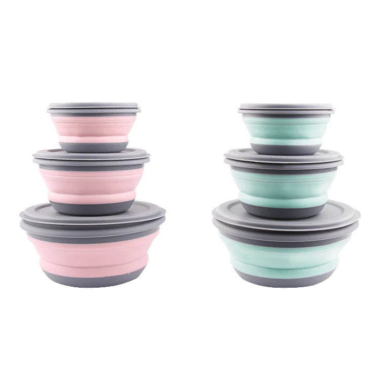 Ready Stock Custom Plastic Multifunctional Portable Pet Bowl Set Collapsible Foldable Dog Bowl With Lid