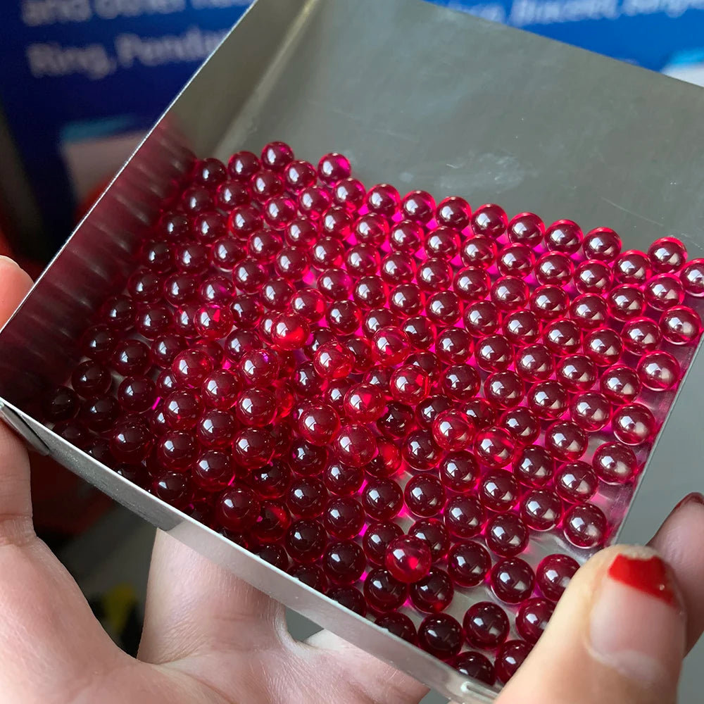 Wholesale Price Ruby Sphere 2mm 3mm 4mm 5mm 6mm Synthetic Corundum Pearl Ruby Bead 5# Red Loose Gemstone Ruby Balls