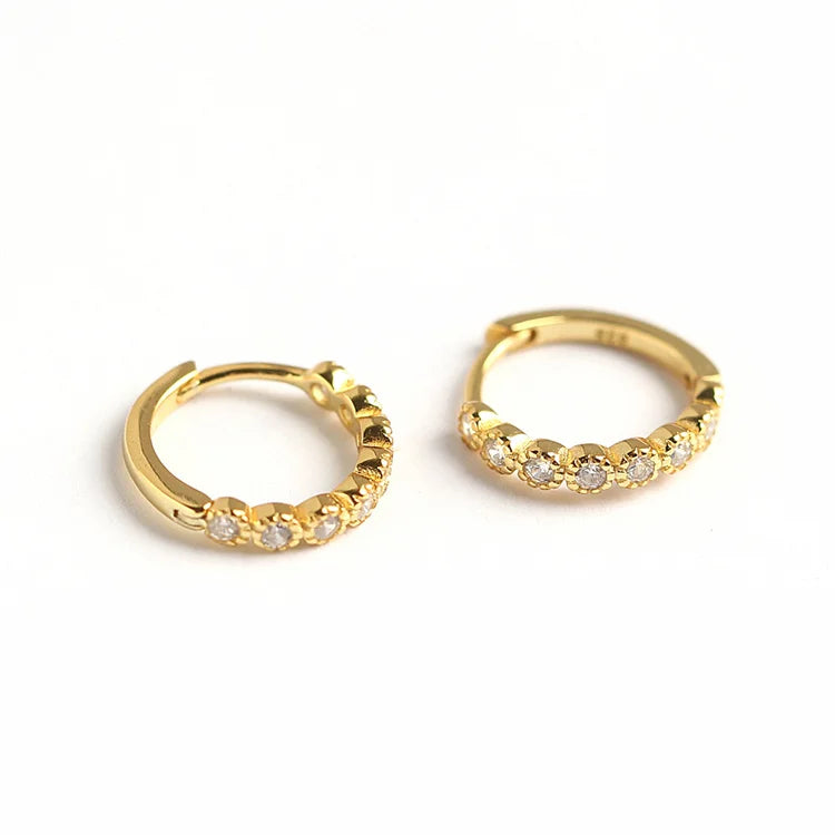 Cheap Wholesale 18k Gold Plated 925 Sterling Silver Small Cubic Zircon Hoop Earrings for Women