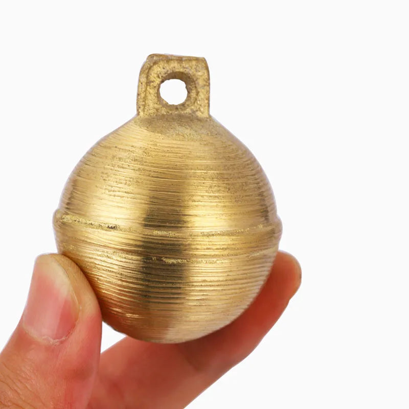5cm Christmas Song Hanging Cow Horse Sheep Open Ball Large Round Brass Hand Sleigh Jingle Bells