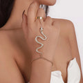Hand Chain Bracelet Boho Snake Finger Ring Bracelet Slave Chain Hand Harness Bracelet Dainty with Open Band Ring