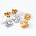 Fashion Custom Stainless Steel Jewelry Wholesale Bulk Gold Plated Waterproof Heart Flower Pearl Luxury Stud Earrings Women