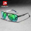 DUBERY Polarized Sunglasses Men UV400 Protection Frameless Square Design Tea and Blue & White Colors Outdoor Activities