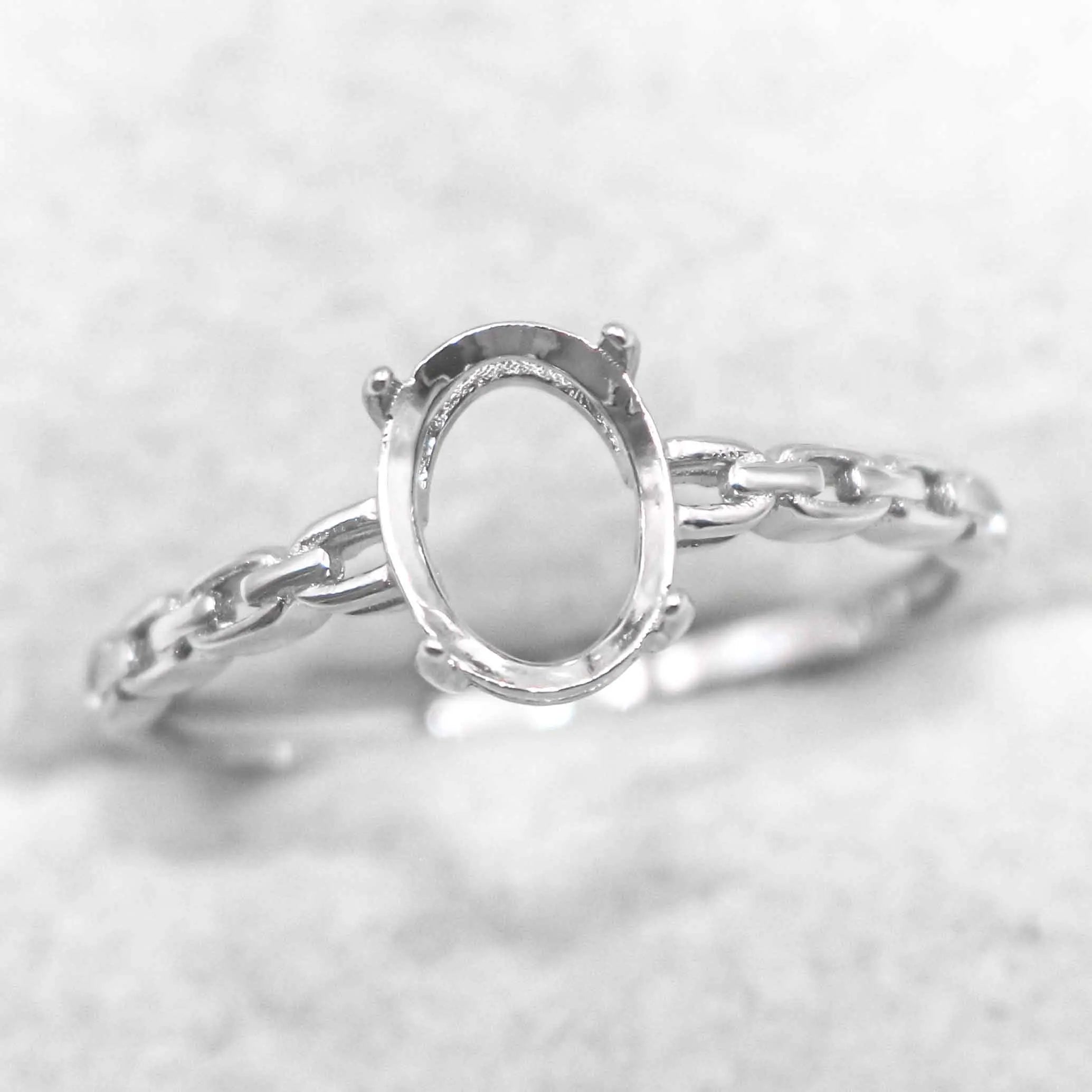 Sterling Silver 5*7/6*8/7*9/8*10/9*11/10*12mm Semi Mount Ring Empty Blank Claws Setting Base Without Center Stone for DIY Inlay