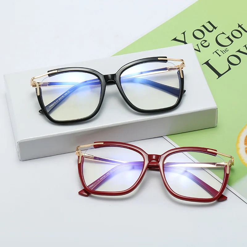 Hot Selling Trendy Anti-blue Spectacles Fancy Oversize Chipped Square Frame