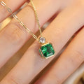 Fine Necklace 18k Solid Gold Necklace 3CT Square Shape Lab Grown Emerald Real Gold Chains Jewelry