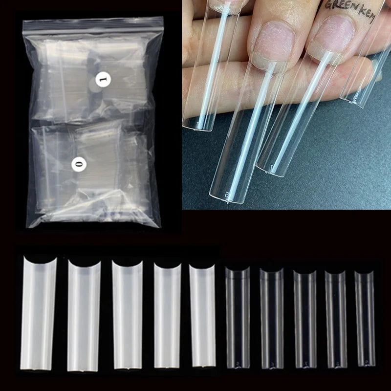 Custom Logo Label XXXL Coffin Tips Straight Extra Long Square Nail Tip Stiletto No C Clear Long 3XL Coffin Nail Tips