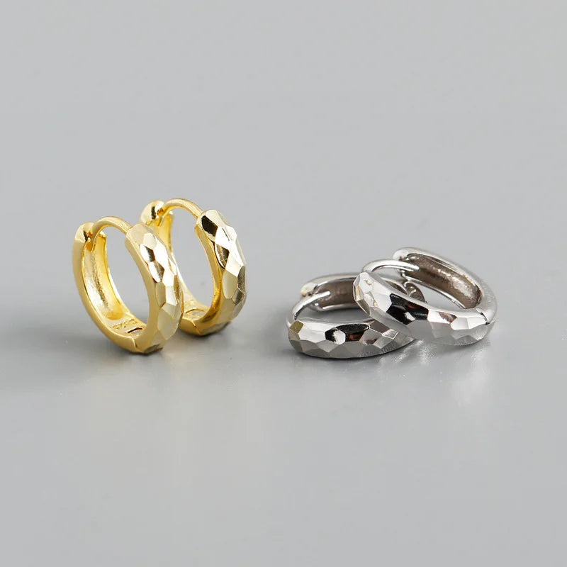 New Cute Design Faceted S925 Sterling Silver Hoop Earrings for Women EH1301