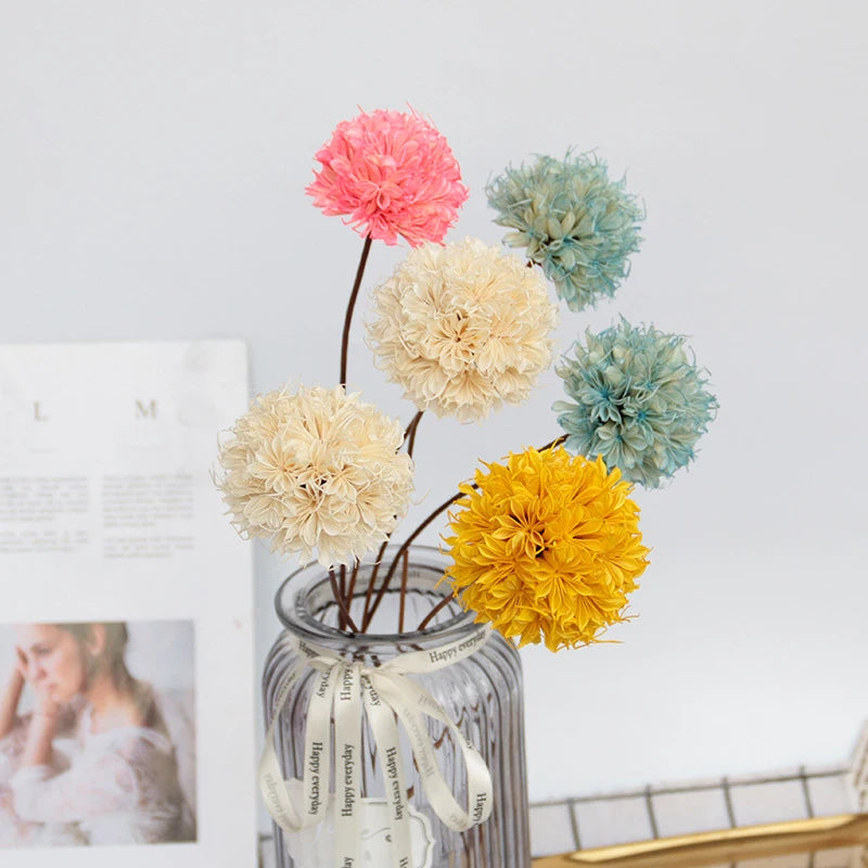 High-quality Natural Plant Large Green Onion Dried Flower Bouquet Home Decoration Golden Ball Small Hydrangea Immortal Flower