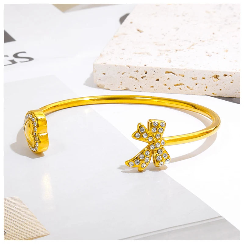 JUSNOVA Luxury Stainless Steel Bracelet Bangle New Arrival Trendy Gold-Plated Diamond Jewelry for Women ODM Religious Style