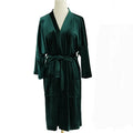 Dark Green Women Men Thermal Luxury Flannel Long Bath Robe Winter Fur Bathrobe Warm Kimono Dressing Gown Bridesmaid Robes