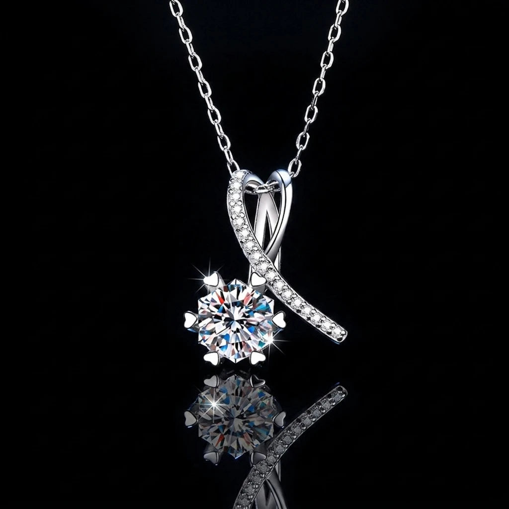 Factory Wholesale with GRA Certificate Simple S925 Silver Inlaid VVS D Color 1CT Moissanite Pendant Necklace  for Women Gift