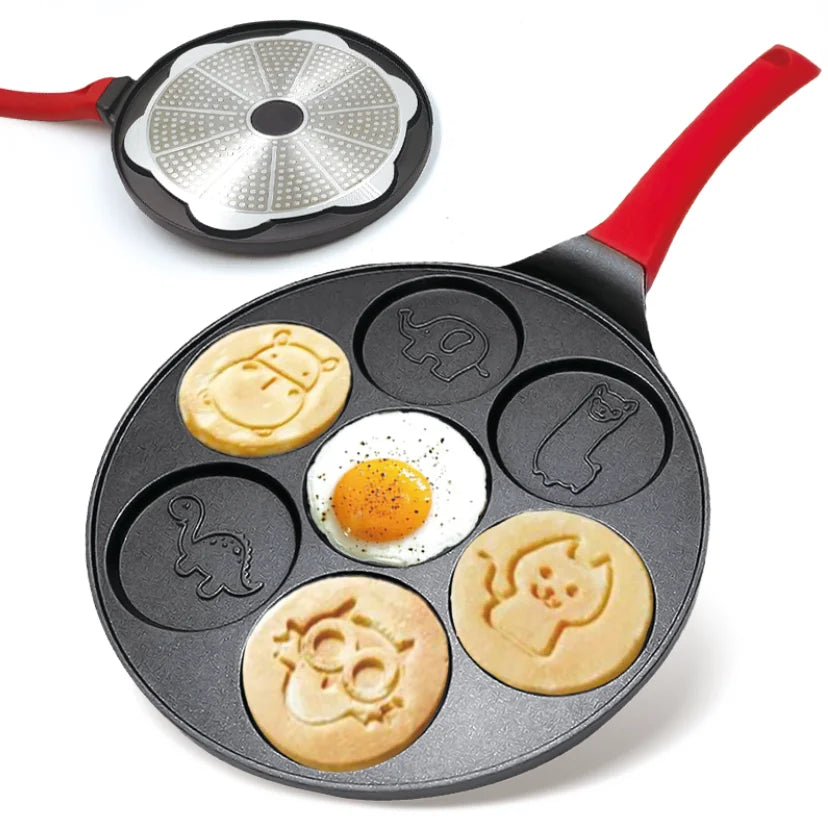 Multifunction 26Cm Pot Bottom Diameter Cute Animal Non Stick Waffle Frying Pan Mini Egg Pancakes Pan Cooking Pan Set