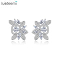LUOTEEMI Cute Flower Earrings for Women a AA Cubic Zircon Crystal Earring Elegant Designer Fashion Earrings