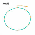 Bohemian Blue Stone Beaded Freshwater Pearl Bead Chain Necklace 18K Gold Stainless Steel Choker Necklace for Women Girls