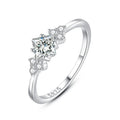 Fine 925 sterling silver four-claw square simulation diamond ring