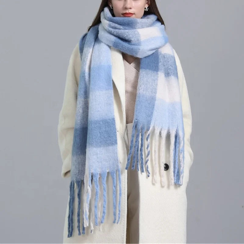 Wholesale Winter Artificial Cashmere Shawls Scarves Oversize Soft Feel Thick Tassels Pashmina Scarves