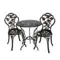 Modern Garden Cast Aluminum Outdoor Bistro Set with Rose Design for Park & Hotel Use