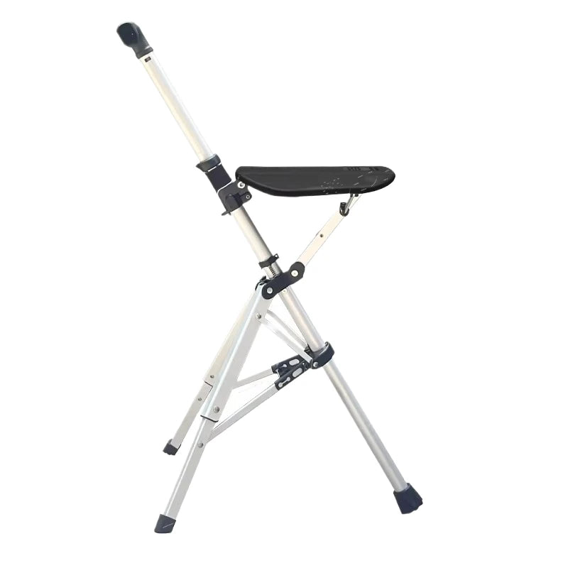 ARY MEDICAL Folding Cane Crutch Chair Durable Aluminum Alloy Walking Aid with Comfortable Seat