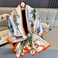 Summer New Lightweight Soft Silk Feeling Head Wrap Stoles Ladies Flower Pattern Printed Silk Polyester Shawls for Women Scarves