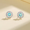 Blue Round 925 Hypoallergenic Fashion Jewelry Classic Vintage Sterling Silver Stud Earrings for Women