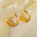 Vintage French 18k Gold Plated Stainless Steel Circle Earrings Jewelry Wrap Cc Shape Hoop Earrings for Women